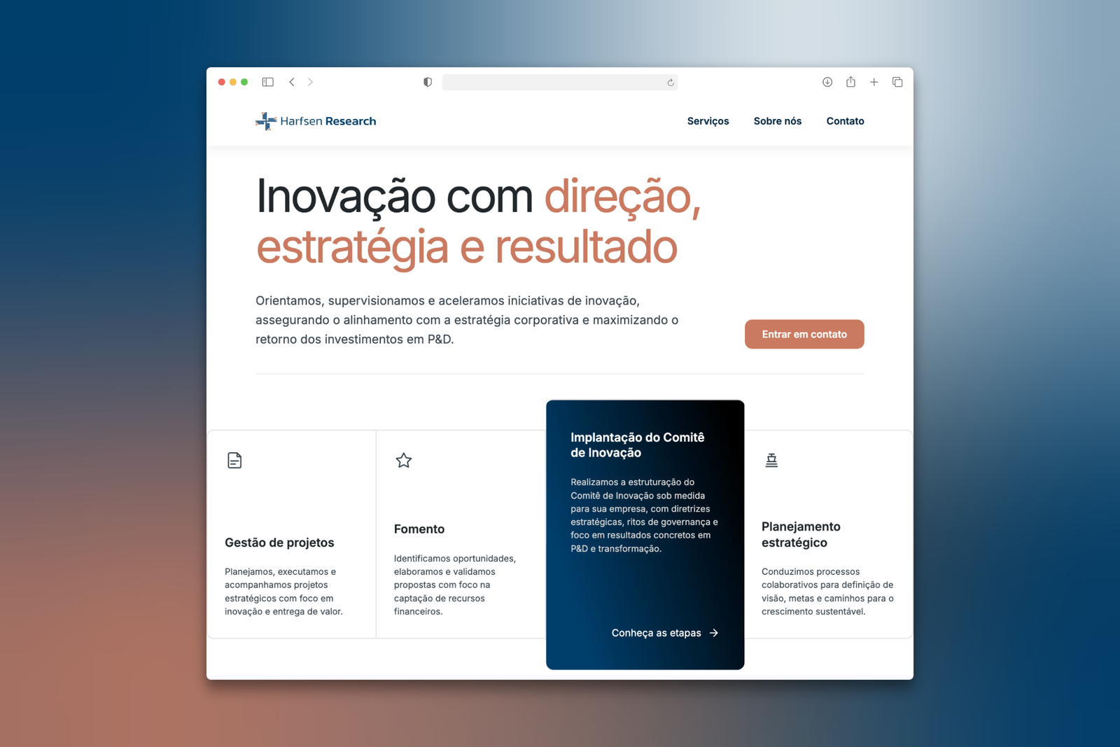 Screenshot do novo site da consultoria